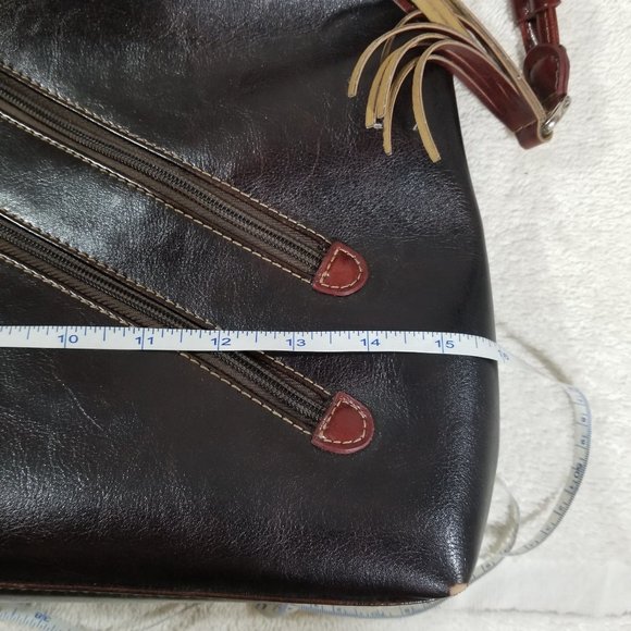 La Pailipe vintage brown large leather trim purse - Picture 7 of 11